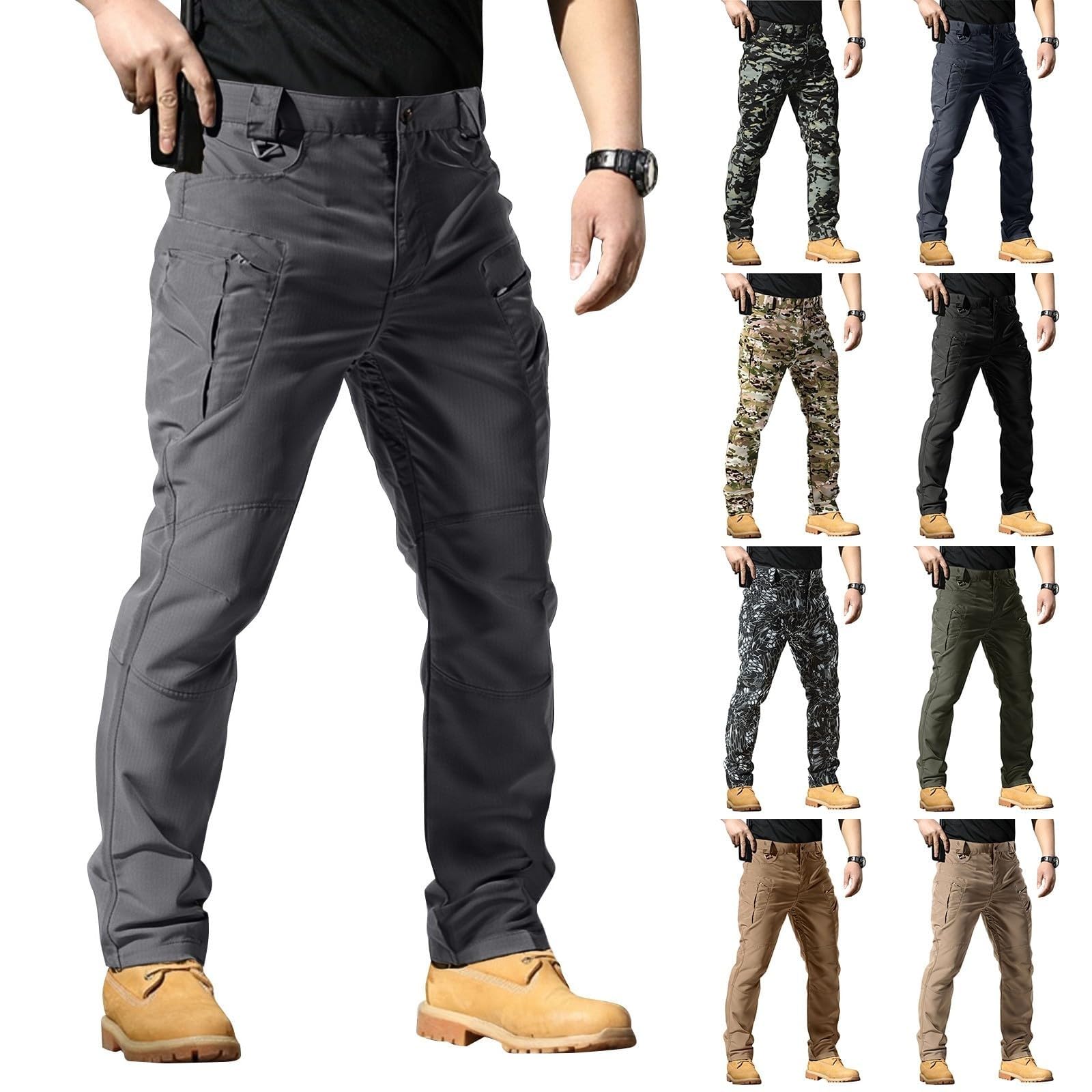 Genérico Pantalones de Trabajo Hombre Elasticos Cargo Pantalon para Trekking Senderismo Outdoor Deporte Funcional Montaña Escalada Pantalones Militares Tácticos de Camuflaje