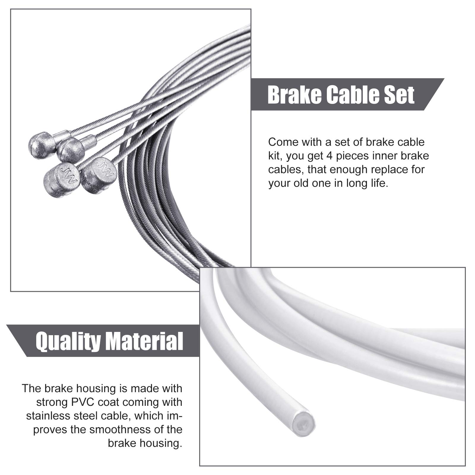 Universal Fahrrad-Bremskabel Set – 4 Kabel Je 2 M, Edelstahl Verzinkt, Für MTB & Rennräder Inkl. Zubehör