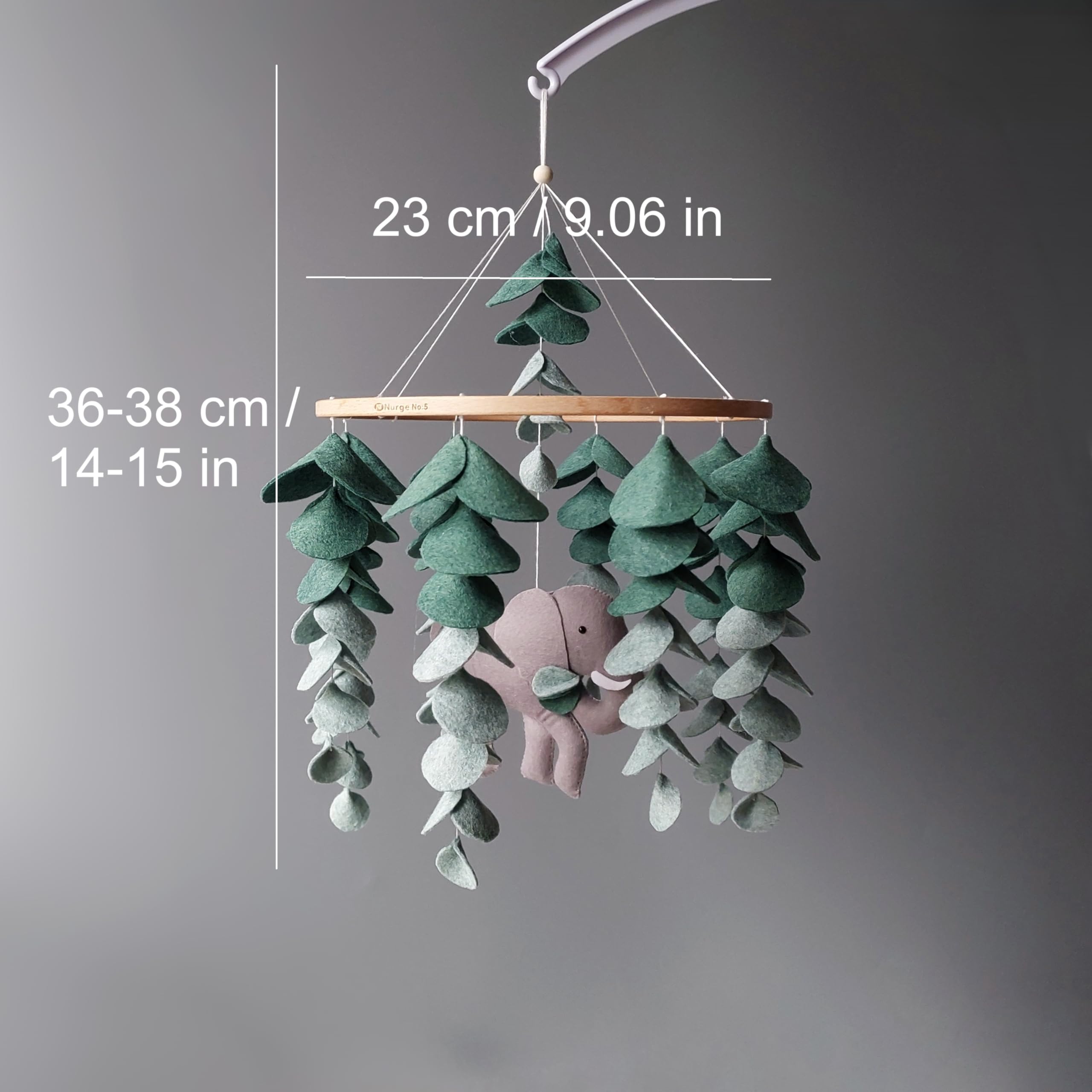 Elefante Giostrina per culla - Safari Nursery Decor con foglie di eucalipto - Giungla Theme Hanging Mobile per bambino ragazza - Animale tropicale culla mobile - Safari Baby Shower Gift