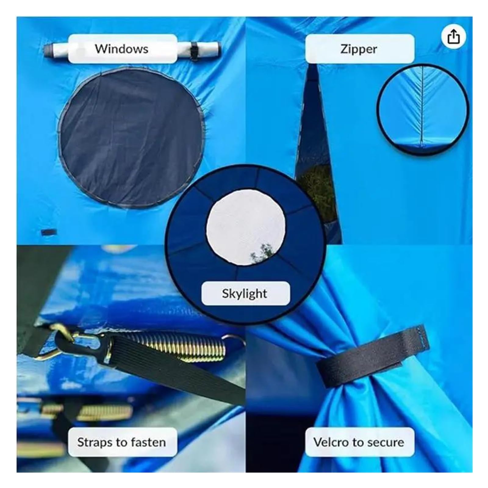 Colchoneta Recambio Exterior Trampolín Sombrilla para Trampolín, Toldo Redondo para Trampolín, Accesorios Protectores para Trampolín