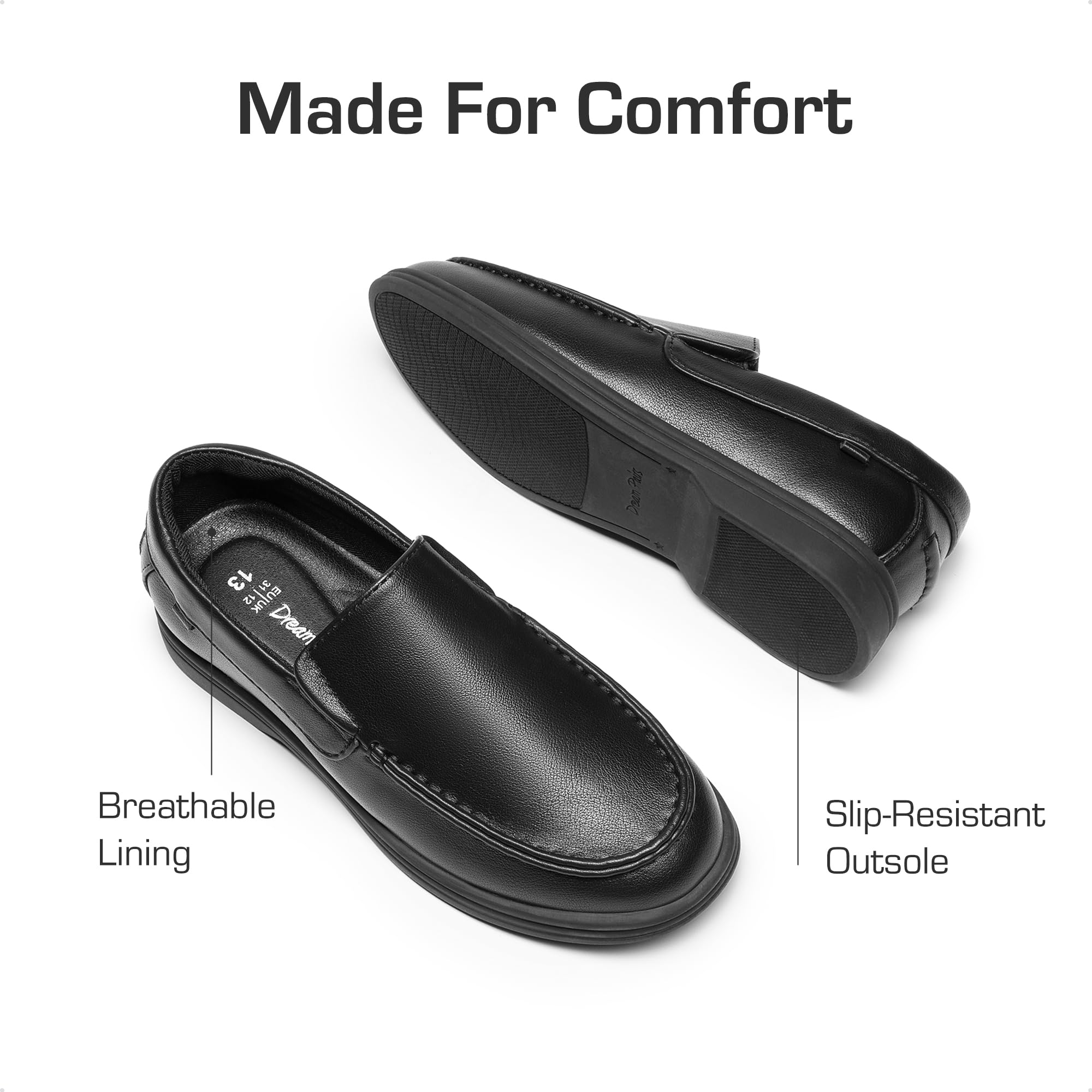 DREAM PAIRS Chłopięce buty do garnituru, wsuwane, buty rekreacyjne (małe dziecko/dziecko/szkolne) | Klasyczne wsuwane mokasyny miękkie oddychające mokasyny szkolne codzienne ukończenie szkoły kościół wesele