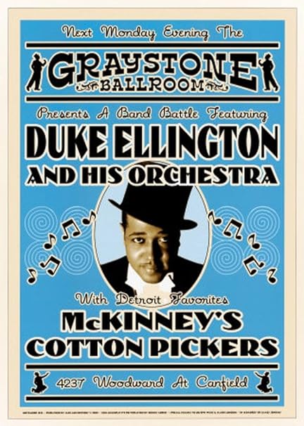 Duke Ellington Orchestra Jazz Swing Poster Rare Detroit 17x24 Music Art Poster Print By Dennis Loren 18x24 Amazon Co Uk Home Kitchen