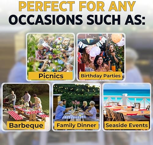 Miniatura 3 de RNOONY - Funda ajustable para mesa de pícnic con fundas para bancos y bolsa, impermeable, a prueba de viento, de exterior, 6 pies, bordes elásticos,