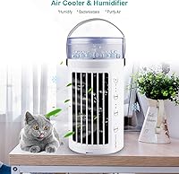 Vista 5 de Ventilador de aire acondicionado portátil, pequeño aire acondicionado personal, pequeño ventilador de aire acondicionado portátil, enfriador de agua