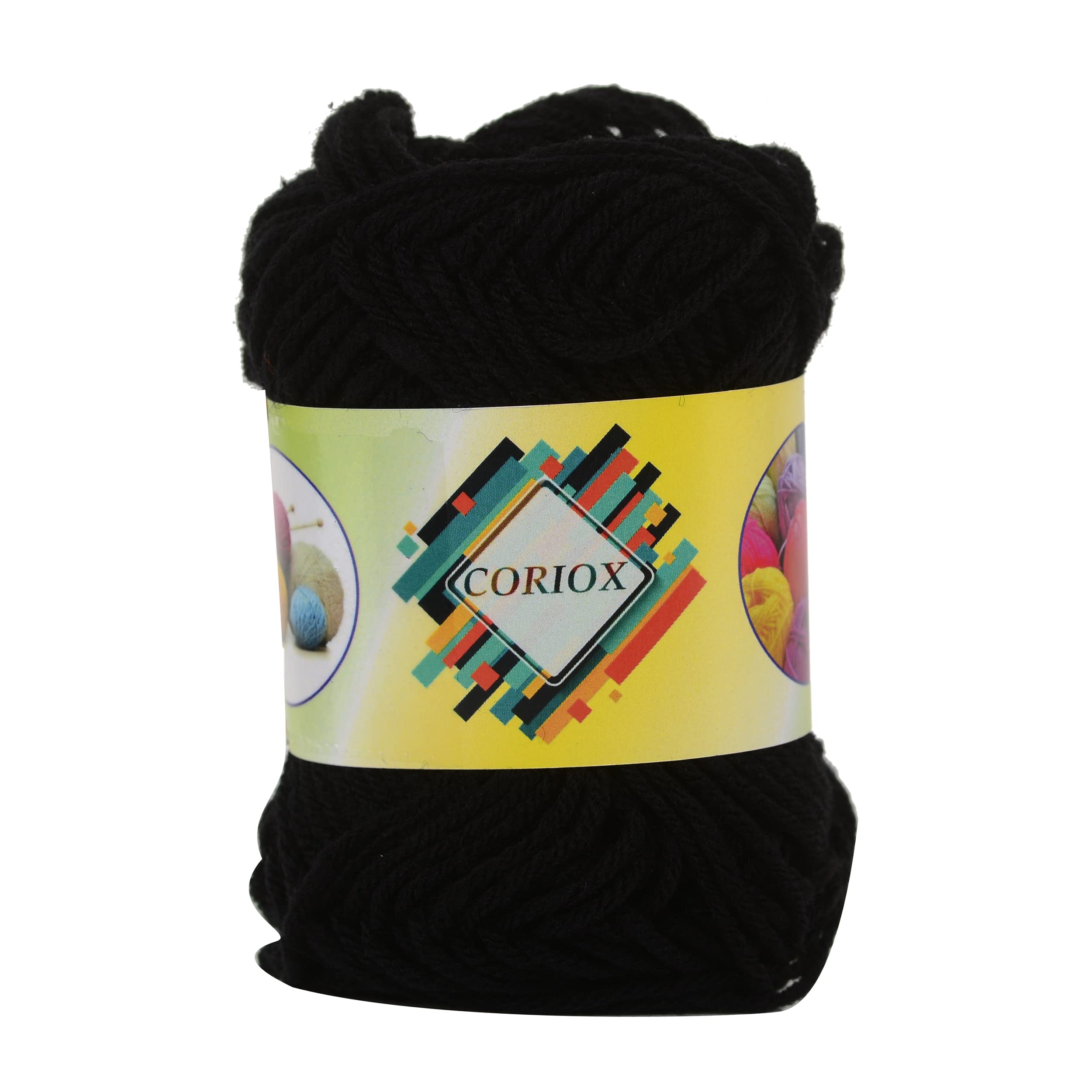 Acrylic Wool 4 Ply Yarn for Crochet and Knitting Pack of 6 Ball - 100gms (Black)