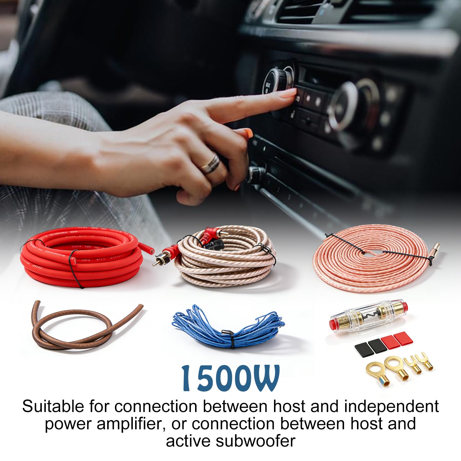 Vegena Subwoofer Kabel Set, 5 Meter Endstufe Kabel Set, Auto Verstärker Kabelsatz, Kfz Verstärker Kabelsatz Anschluss Set Car Audio Wire Kabelset Endstufekabel Für Audio-Upgrade Car Audio Endstufen