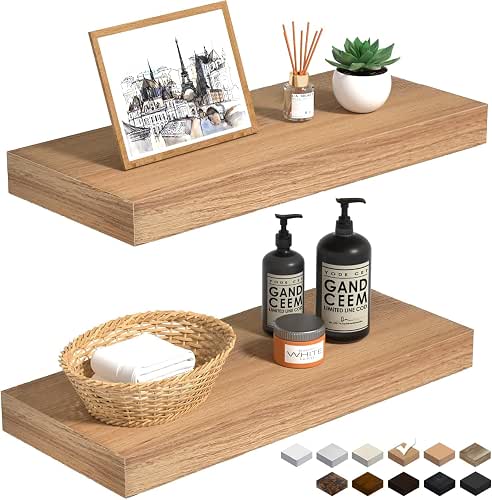 Oak Floating Shelves Wood for Wall 15.7in Wall Mounted Display
