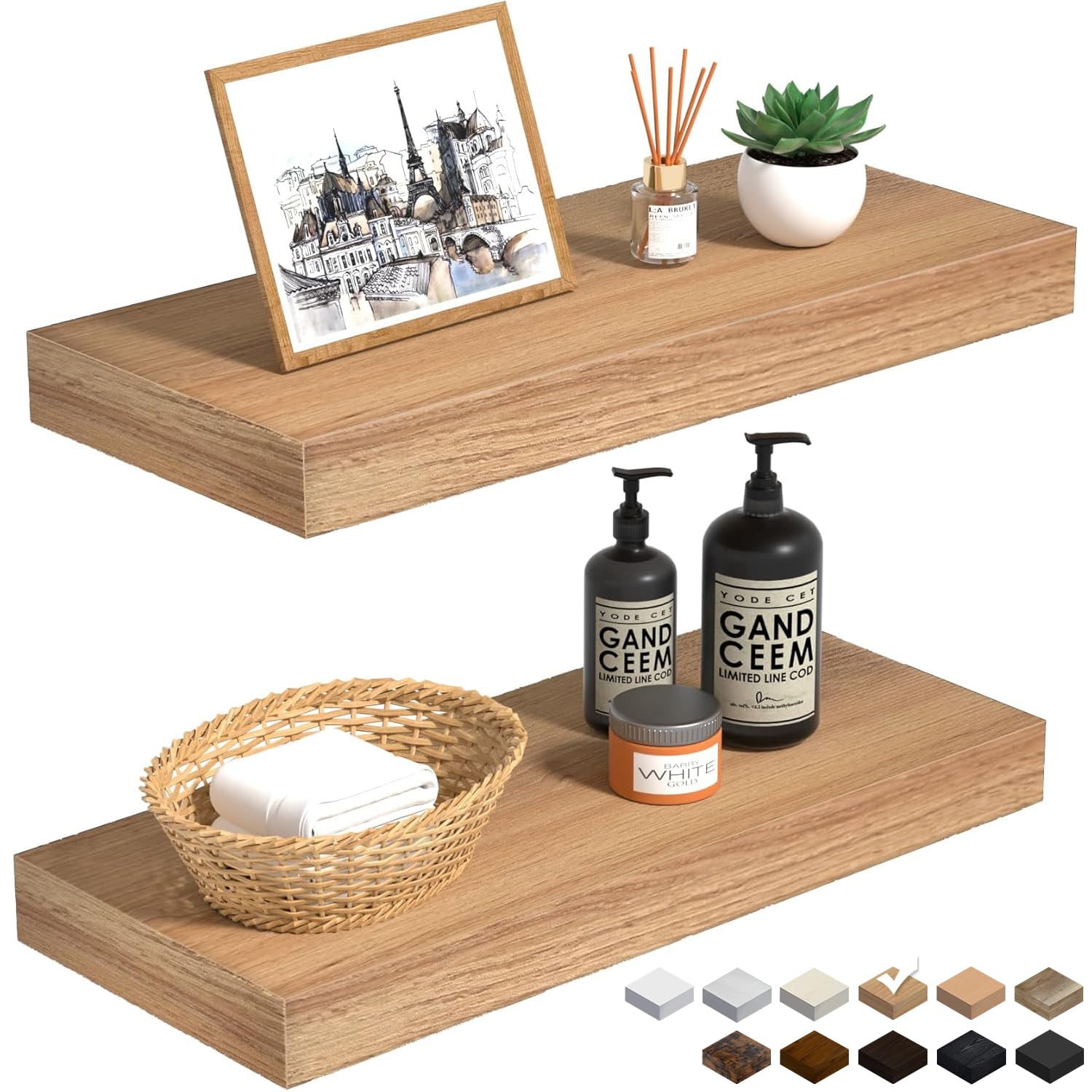 Amazon.com: INHABIT UNION Oak Floating Shelves Wood for Wall 15.7