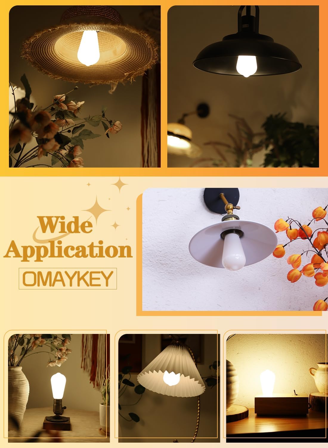 OMAYKEY 8W Dimmable Opal LED Edison Bulbs, 80W Incandescent Equivalent 800 Lumens, 3000K Soft White, E26 Medium Base, Vintage Edison Style ST58 / ST19 Milky Glass LED Filament Light Bulb, 8 Pack