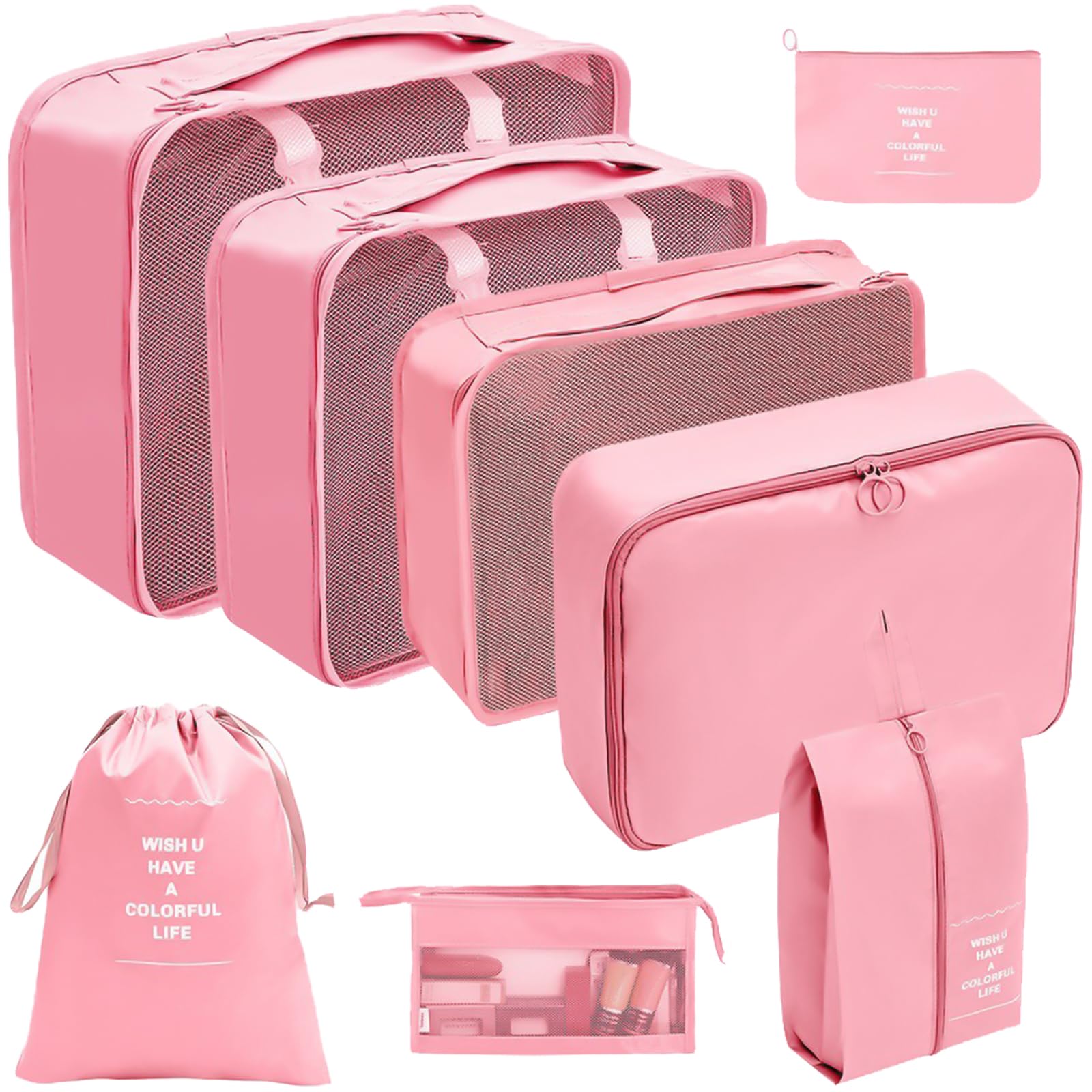 Hsioluted A 8X Suitcase Organiser Set Packing Cubes Travel Luggage Organiser Set Suitcase Bag For Clothes Cosmetics