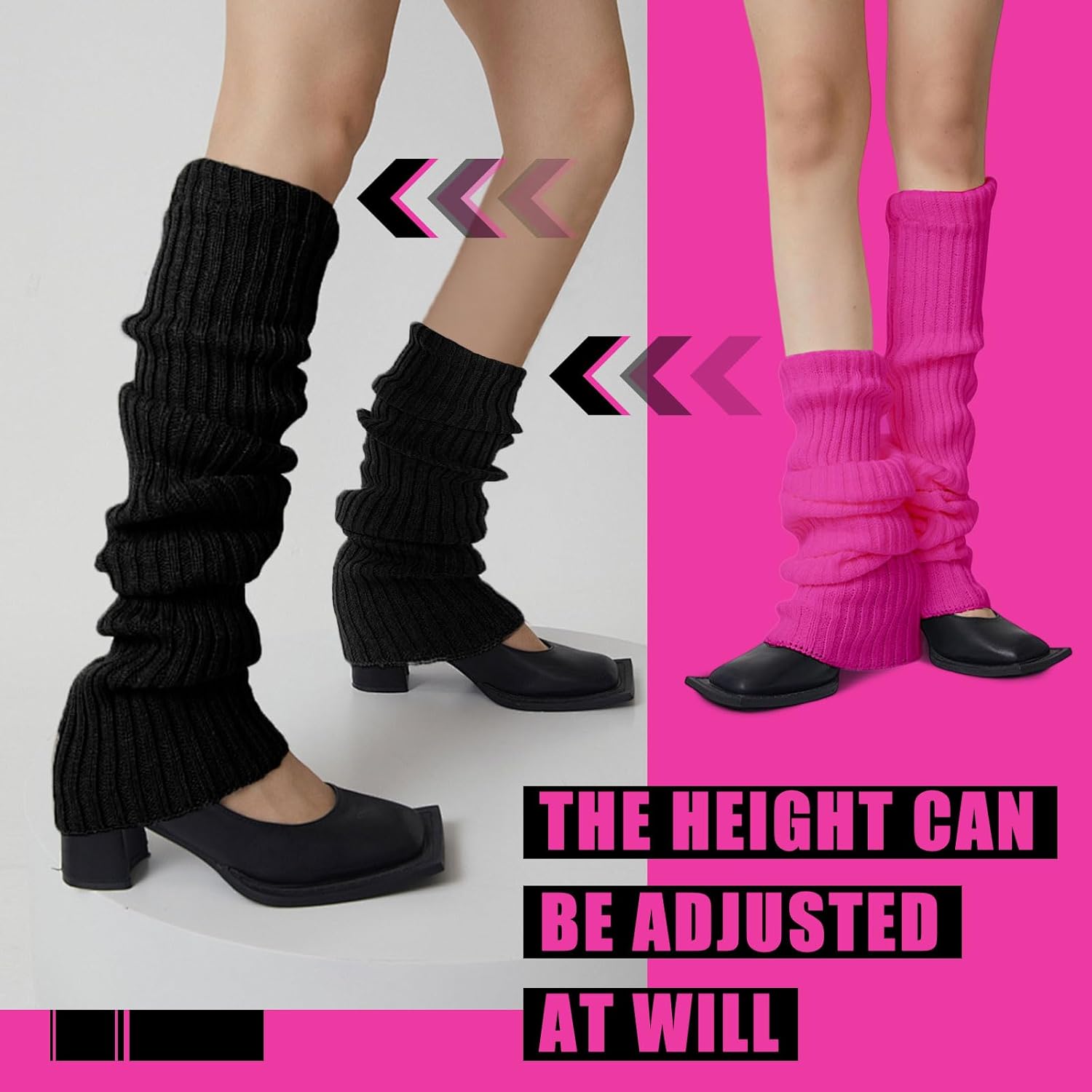 Scaldamuscoli Anni '80 - 2 Paia Colori Fluo (rosa E Verde) - Taglia Unica - Per Feste, Sport E Costume