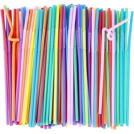 Amazon.com: ALINK 200 PCS Flexible Plastic Drinking Straws, 10.2 Inches ...