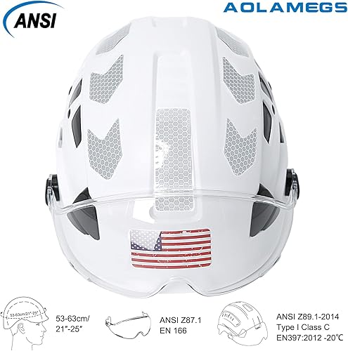 Miniatura 2 de AOLAMEGS Casco duro de construcción con visera  Casco de seguridad ABS ANSI Z89.1, casco de seguridad ABS ANSI Z89.1, cascos para adultos para