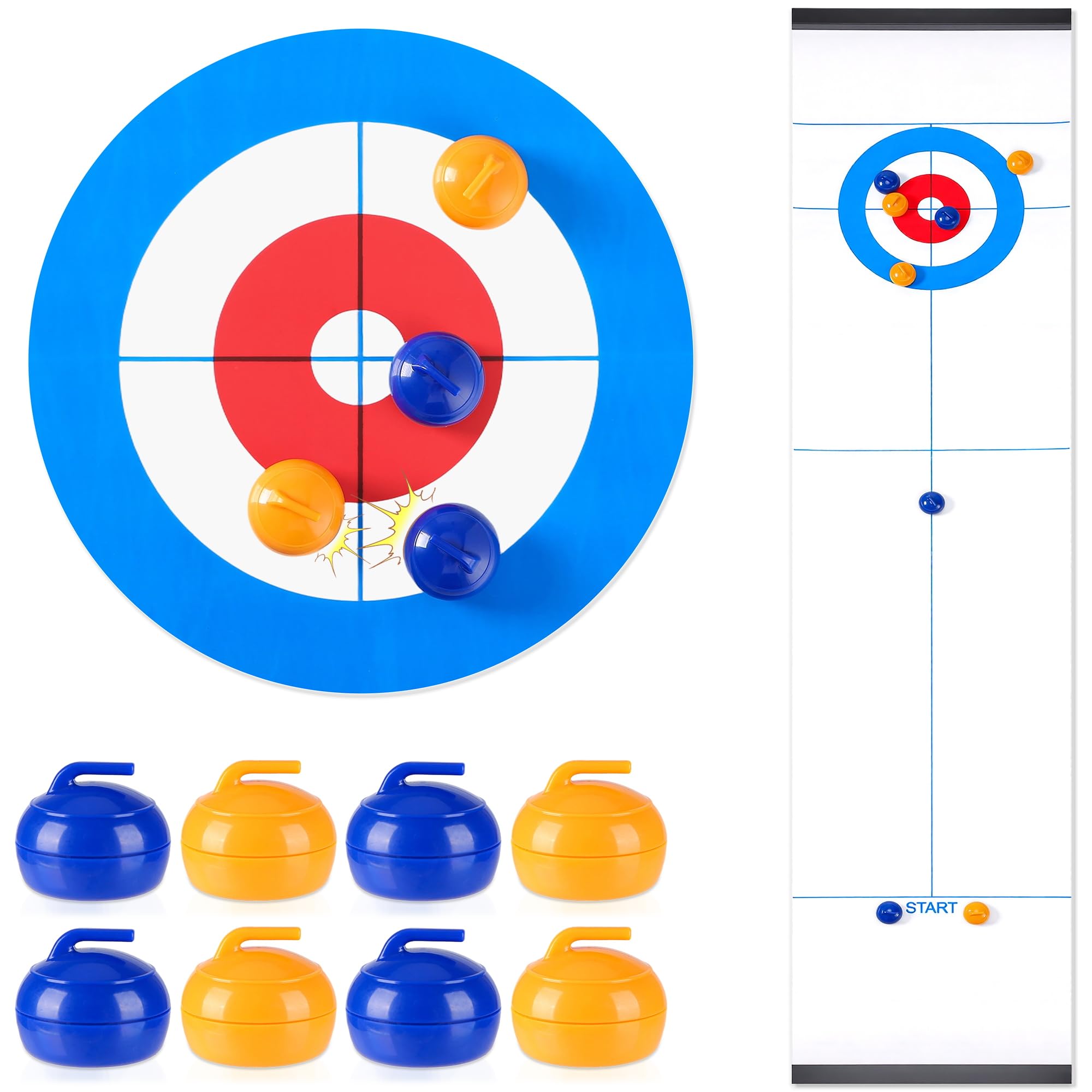 Tabletop Curling Game, Portable Team Board Games, Mini Indoor Curling Game for Adults Teens Friends, Compact Fun Games Easy To Set Up Shuffleboard Table for Travel Home Party Office
