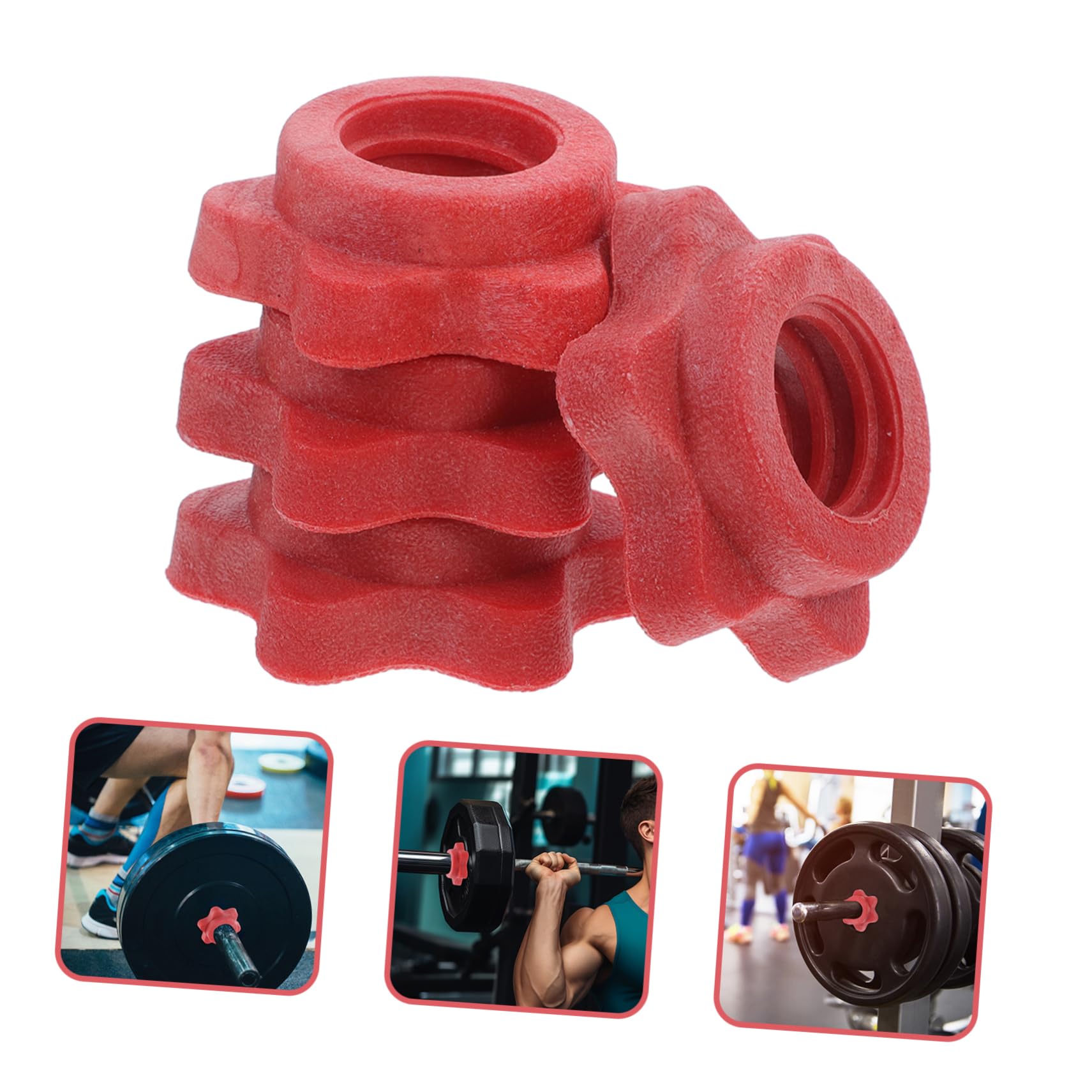 ERINGOGO 4pcs Barbell Pole Lock Collar Lock Steel Nut Self-Locking Barbell Nuts Equipment Plastic Red