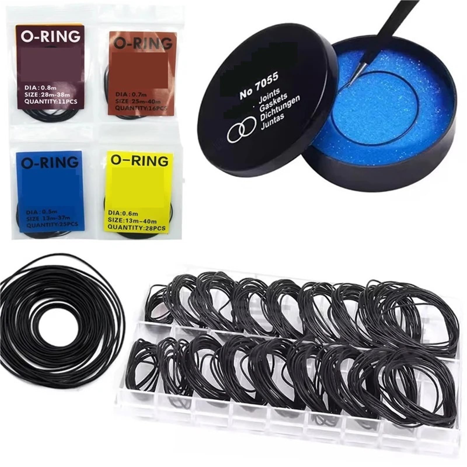 O Ring Watch Gasket Watch Repair Tools 1box Case Rubber Waterproof O-Ring Oil-Resistant Bottom Cover Gasket 0.5/0.6mm Seal(Waterproof Oil)