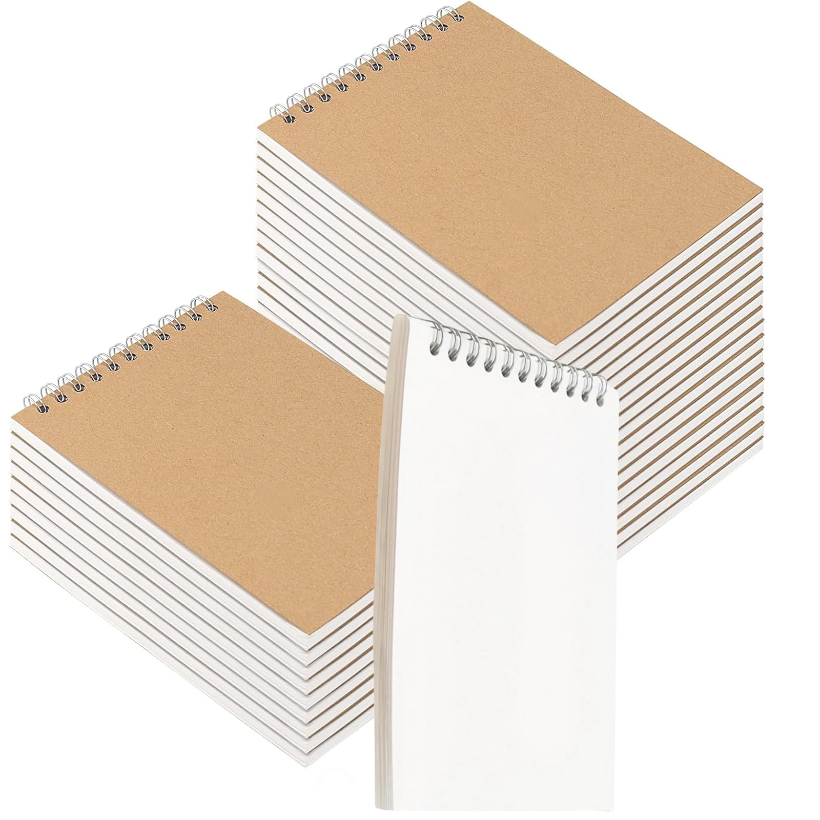 HOZEON 30 quaderni con rilegatura a spirale in formato A6, copertina in cartone kraft marrone, per animazione, schizzi, disegni, scarabocchi e diari, 60 fogli per ogni blocco