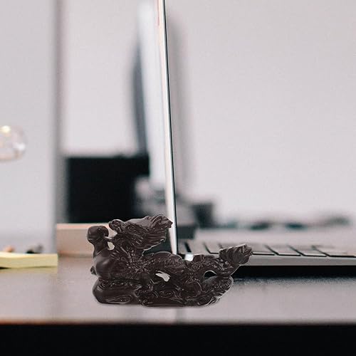 Miniatura 9 de Sosoport Figura de dragón tallada a mano de madera 2024 Estatua de dragón de año nuevo chino de 4.7 in, escultura de dragón del zodiaco Fengshui,