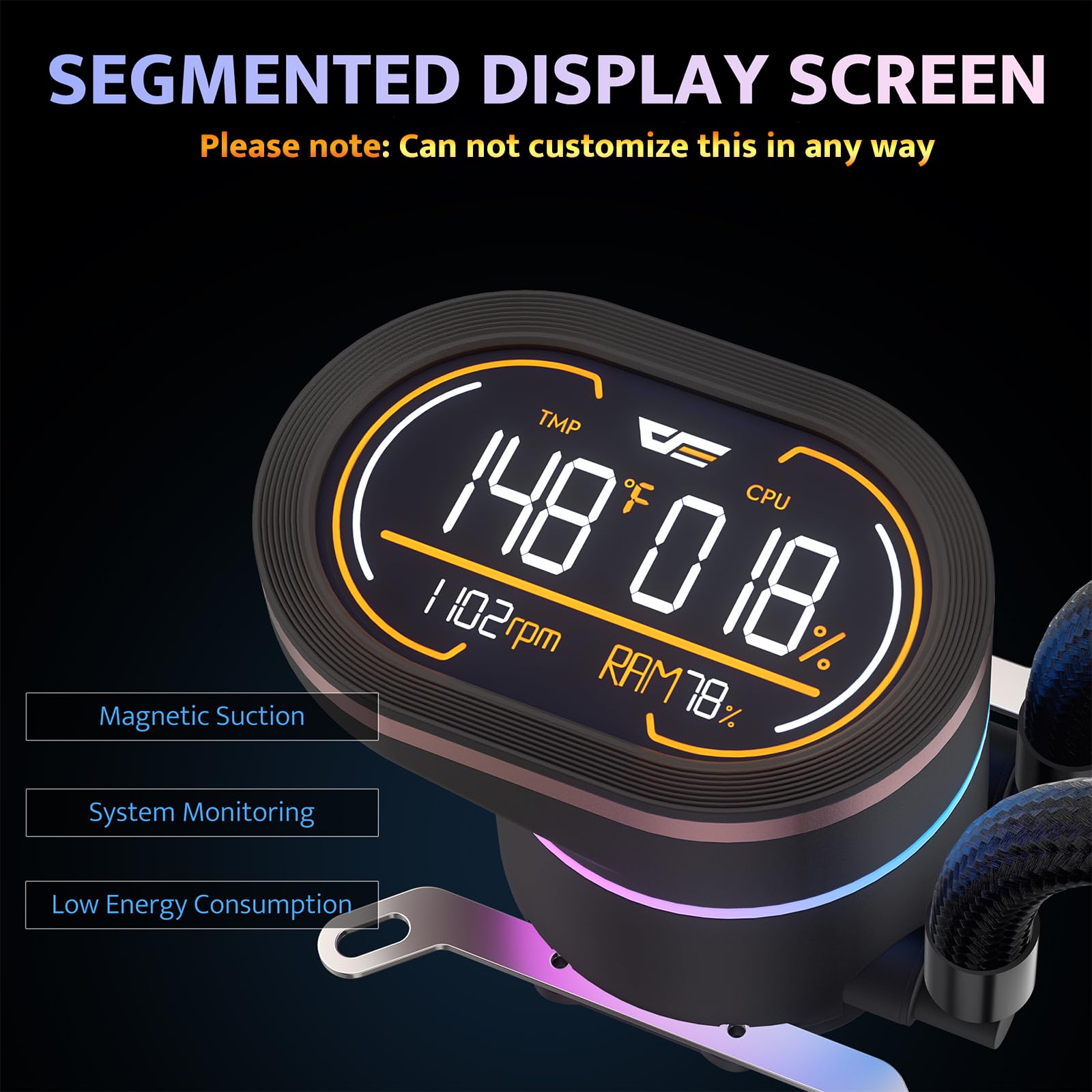 darkFlash DH360D V1.2 - Enfriador líquido todo en uno para CPU con pantalla, monitoreo de CPU, sincronización ARGB, ventiladores PWM de 360 mm AIO, radiador de CPU de alta eficiencia para Intel 1851