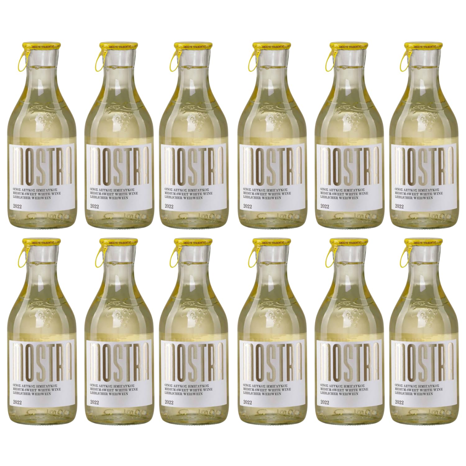 Mostra Imiglykos weiß lieblich 12x 0,5l | Weingut Tsililis | Lieblicher Weißwein aus Griechenland | + 20ml Jassas Olivenöl
