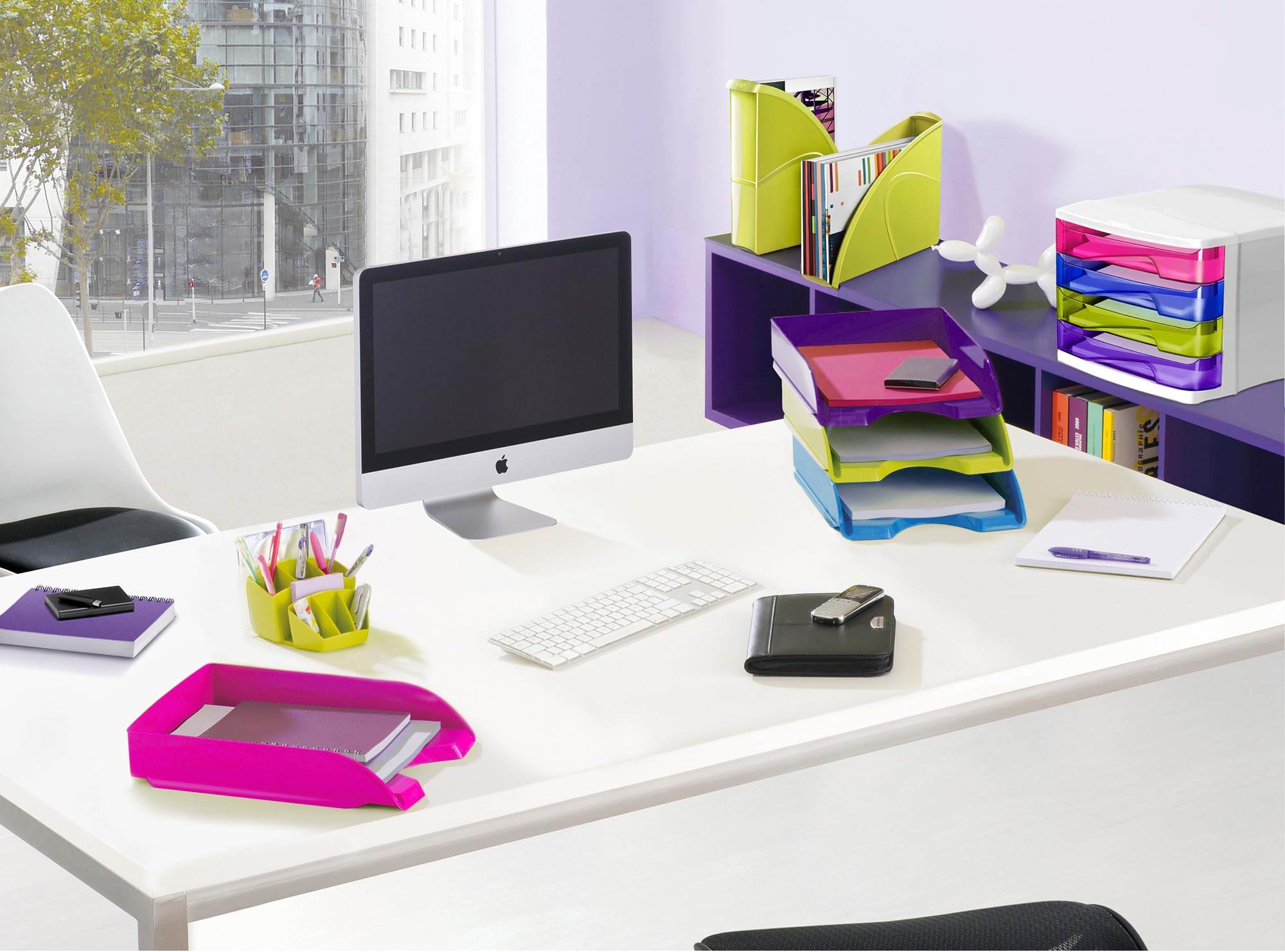 CEP Lot 5 Corbeilles à courrier Banette Organiseur Energy Gloss Rangement Bureau Papier A4 24x32cm