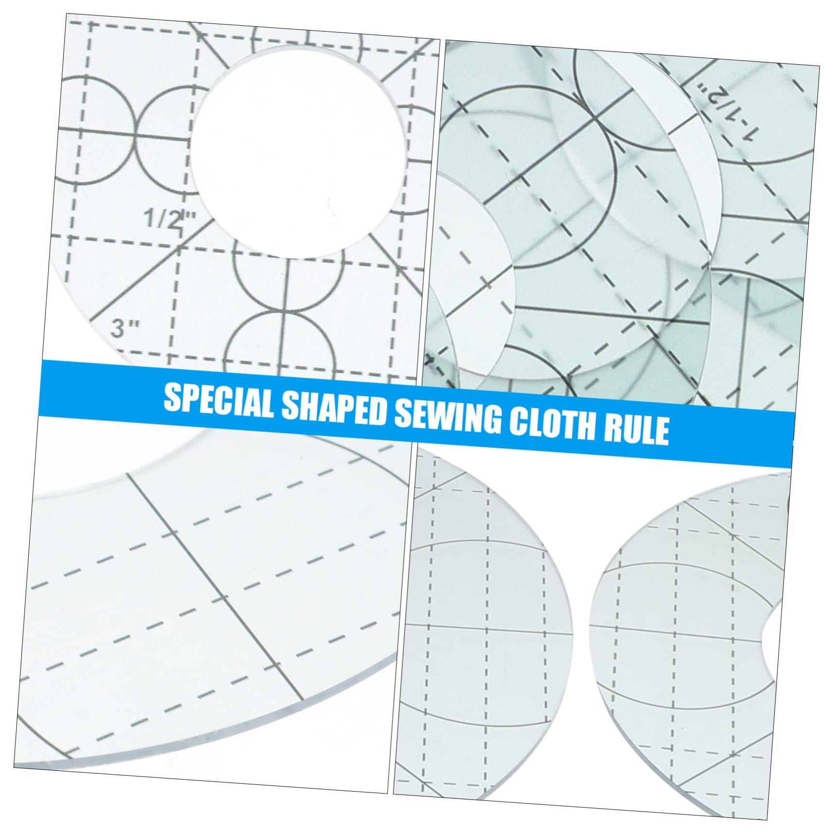 OSALADI Set di 5 Righelli per Patchwork in Acrilico Trasparente, Modelli per Cucito e Progetti Creativi, Strumenti Sicuri e Portatili per Quilting e Lavori Manuali