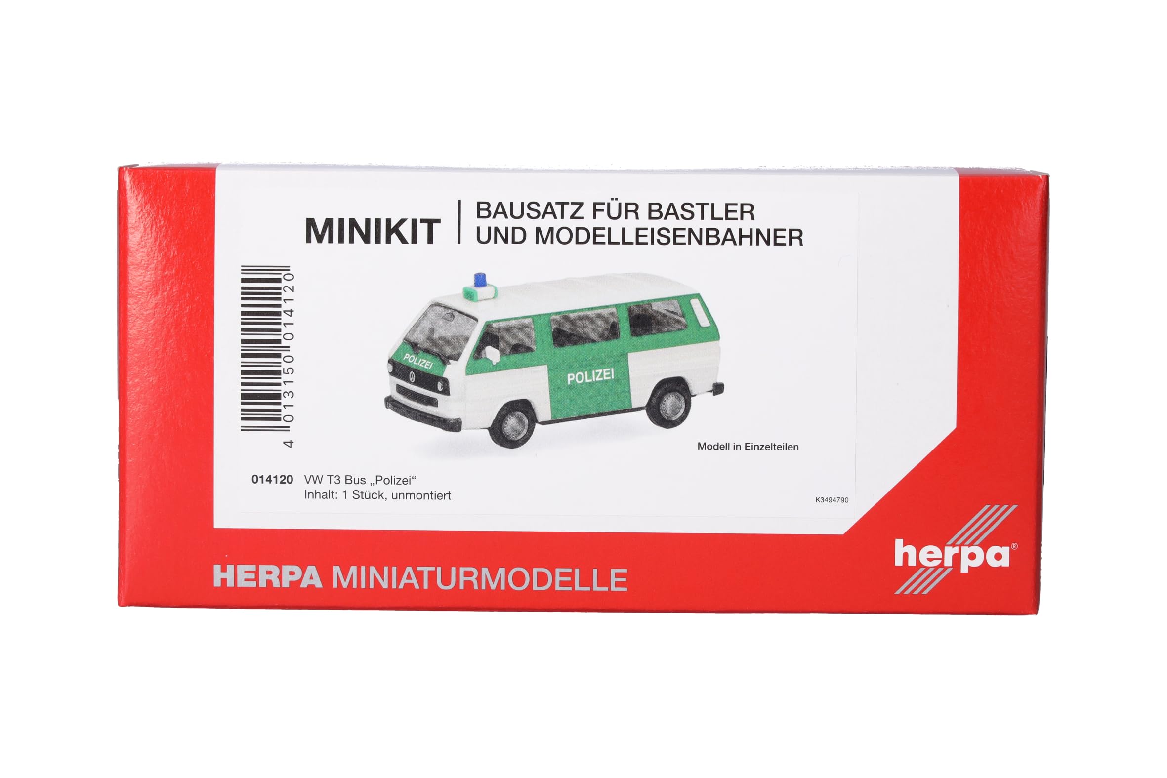 Herpa Model Kit MiniKits VW T3 Bus "Polizei", miniature scale 1:87, collectible, model kit, plastic