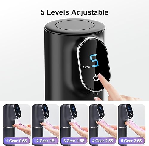 Miniatura 3 de Dispensador de jabón de manos, dispensador de jabón sin contacto para baño, cocina, automático, manos libres, recargable, 5 niveles ajustables,