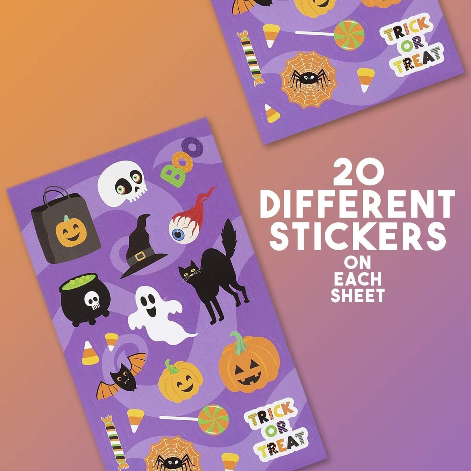 Pack D'autocollants Halloween - 16 Feuilles Motifs Fantômes, Citrouilles, Sorcières - Déco Fête Et Activités Manuelles Enfants - 9
