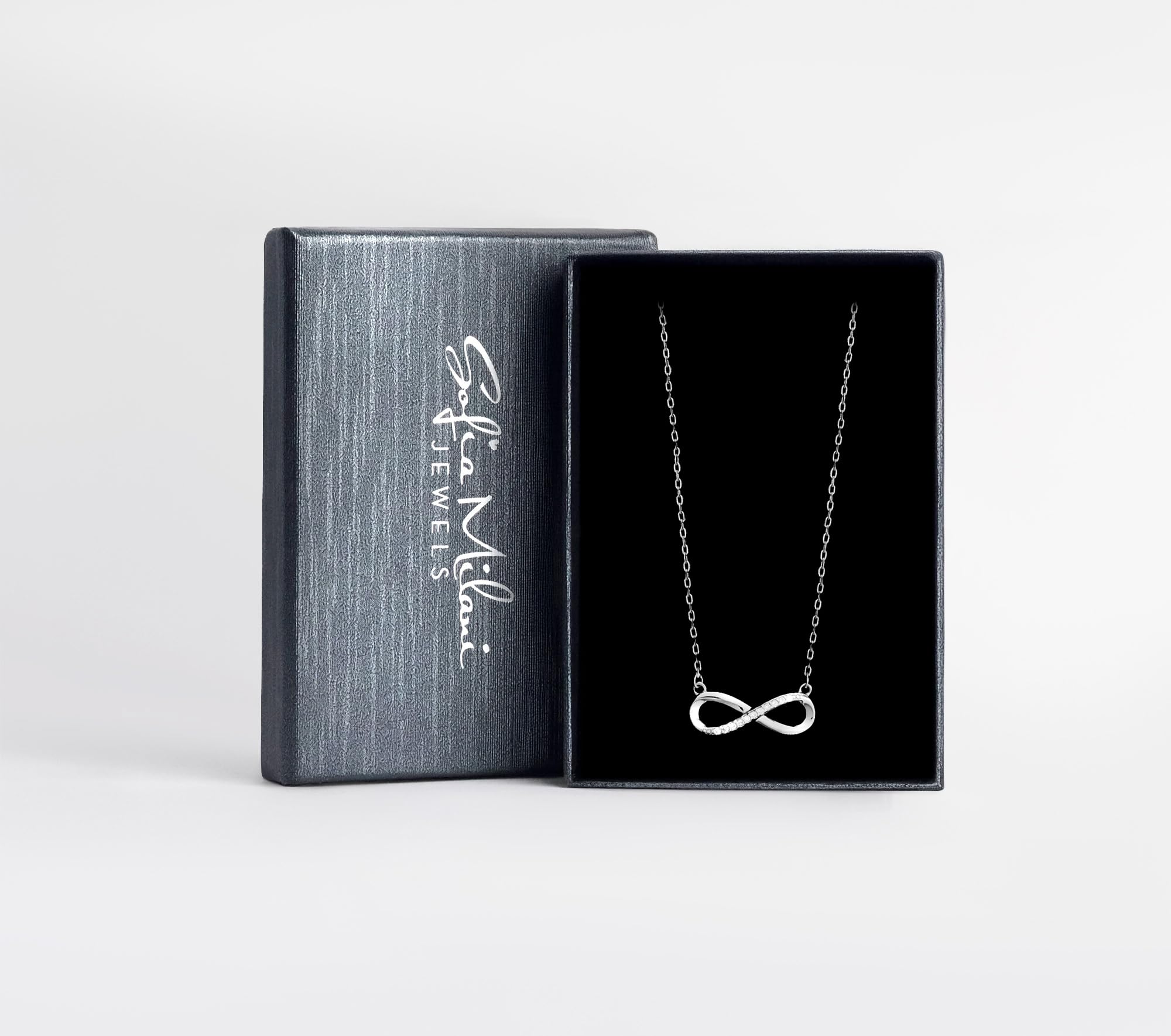 Sofia Milani - Damen Halskette 925 Silber - mit Zirkonia Steinen - Unendlich Infinity Anhänger