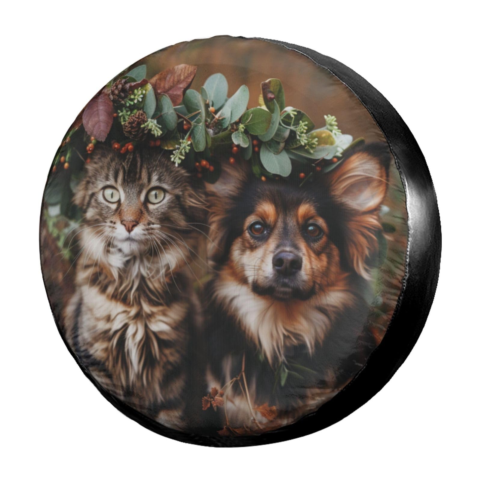 Dujiea Cat and Dog Wearing A Wre Spare Tire Cover, Universal Wheel Tire Cover Waterproof Dust-Proof Tire Protectors for Trailer Rv SUV Truck Camper and Many Vehicle 14 15 16 17 Inch
