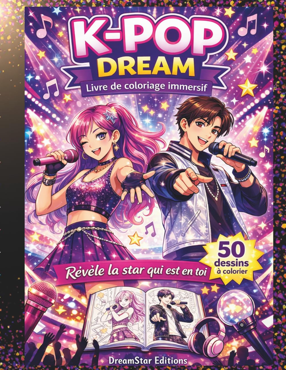 K-POP DREAM - Livre de coloriage immersif: 50 dessins à colorier