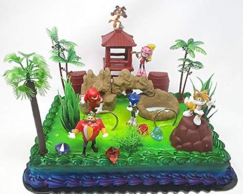 Miniatura 1 de Sonic the Hedgehog Deluxe Cake Topper Set con Sonic and Friends (diseño único)