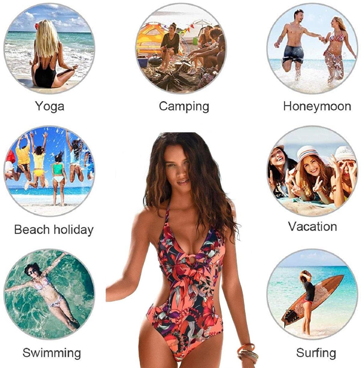 Costume da Bagno Donna Intero Sexy Tinta Unita Bikini Donna Push up Un Pezzo Costumi Interi Donna con Tracolla Regolabile Estate Beachwear Donna Costume da Bagno Push Up Imbottito Reggiseno
