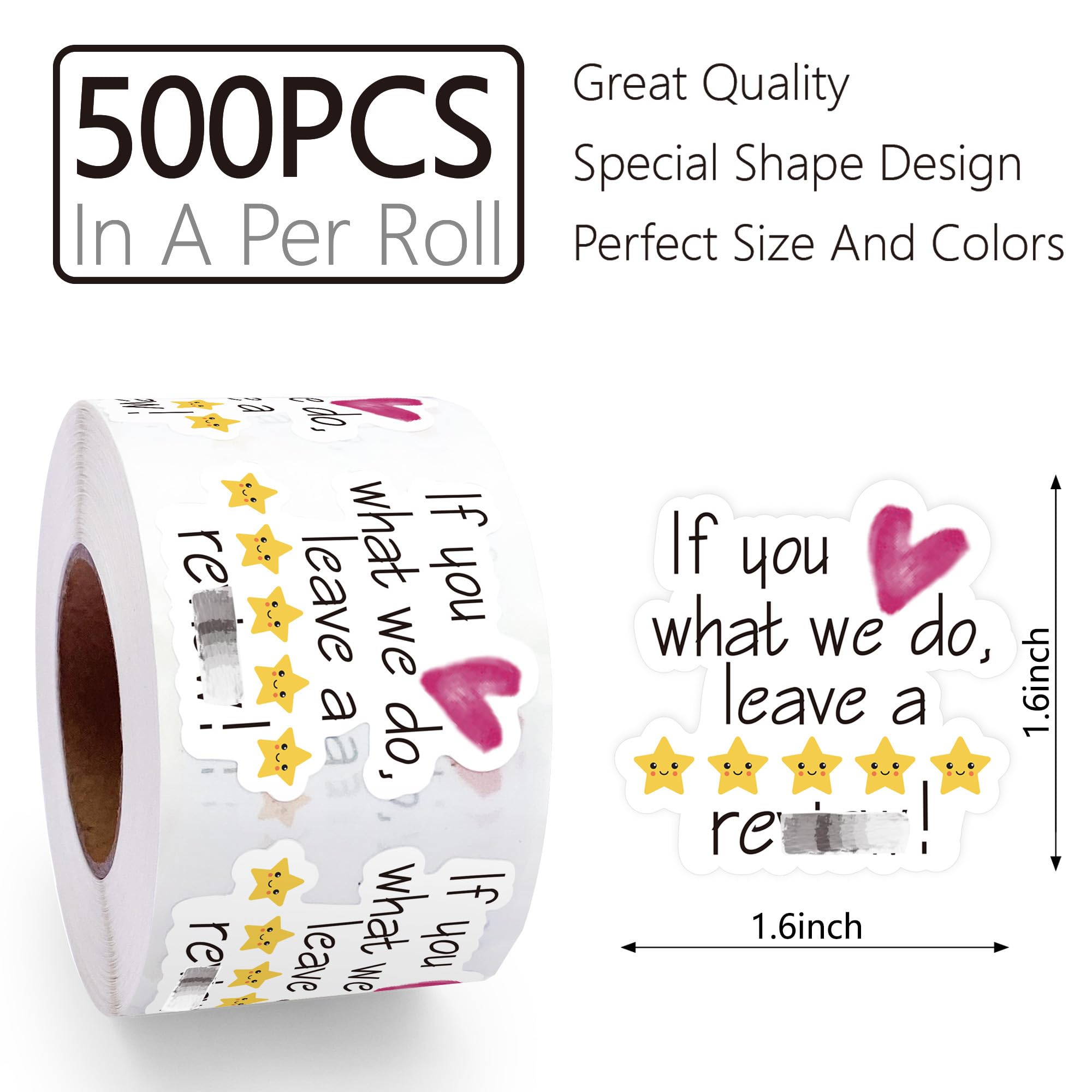 4 cm 500 szt. naklejek "Leave a review", naklejki z podziękowaniami, ręcznie robione naklejki, naklejki Happy Mail, naklejki dla małych firm, dziękujemy za zamówienie