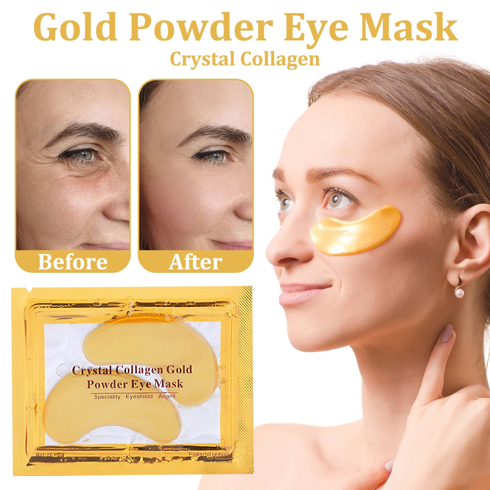24K Gold Eye Mask 50Pairs Collagen Under Eye Mask Patches,Under Eyes Gel Patches,Eyes Masks Skincare for Remove eye Bags,Puffiness&Wrinkles Anti-Aging,Hydrating&Brightening,eye Gel Pads for Women Men - Image 4