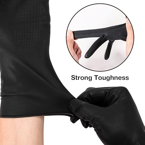 Miniatura 3 de Noverlife 5 pares de guantes de tinte para el cabello, guantes de látex reutilizables negros para el cabello, guantes de goma gruesos para limpiar