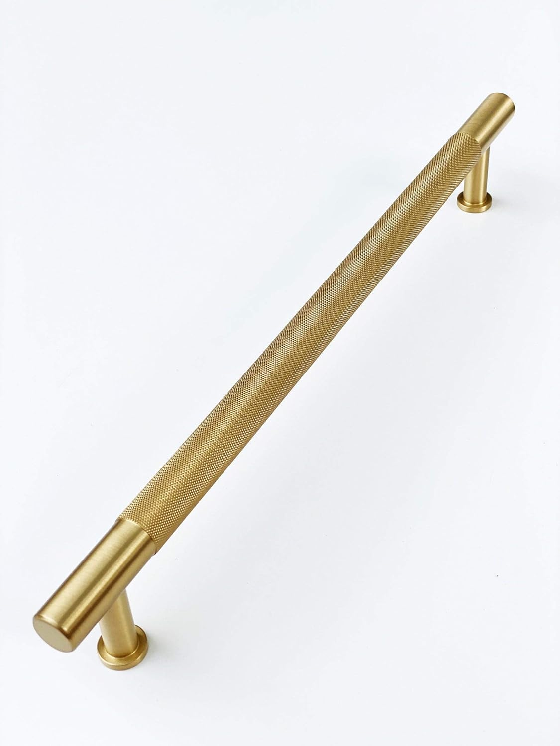 Knurled Texture Solid Brass Knurled Hardware Cabinet T-Bar Pull Handles - Round Bar Series - Brushed Brass (18" Appliance Handle)