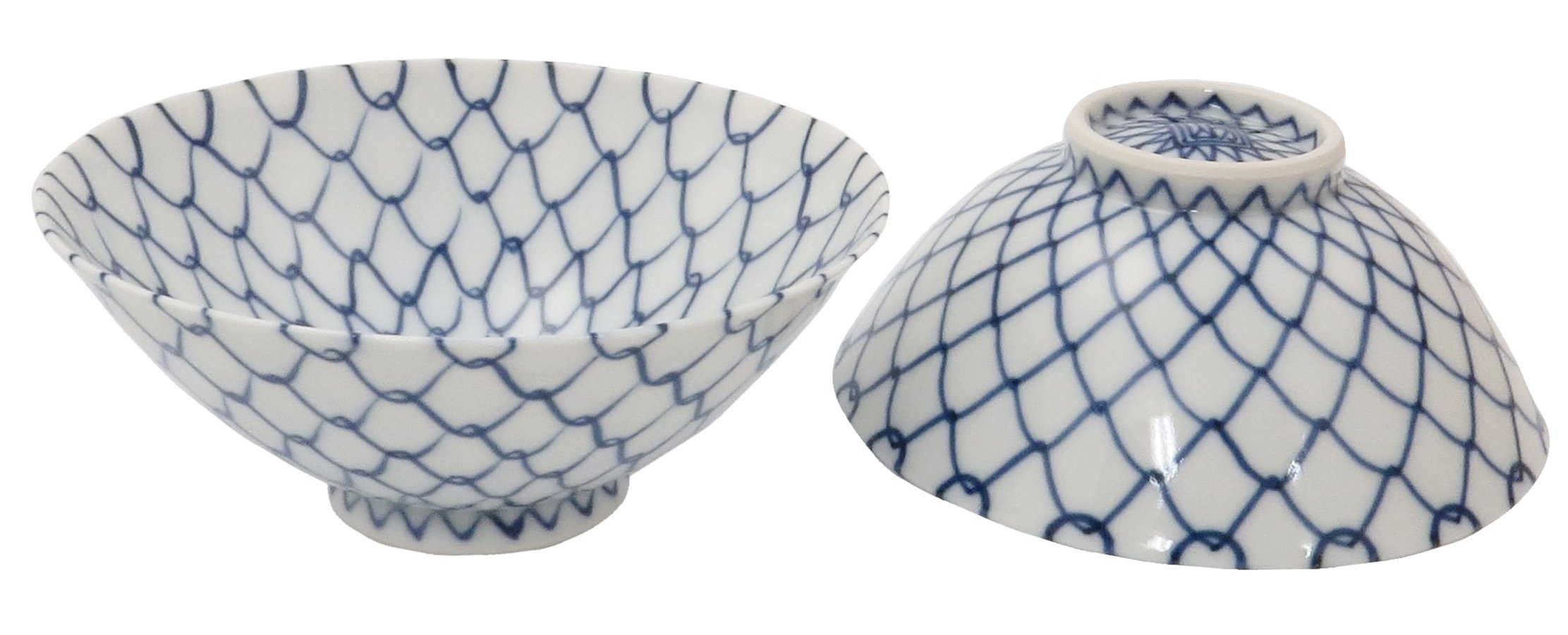 Amazon｜京焼 清水焼 芳山窯 組茶漬 網目 (青) B5-10｜飯碗 オンライン通販