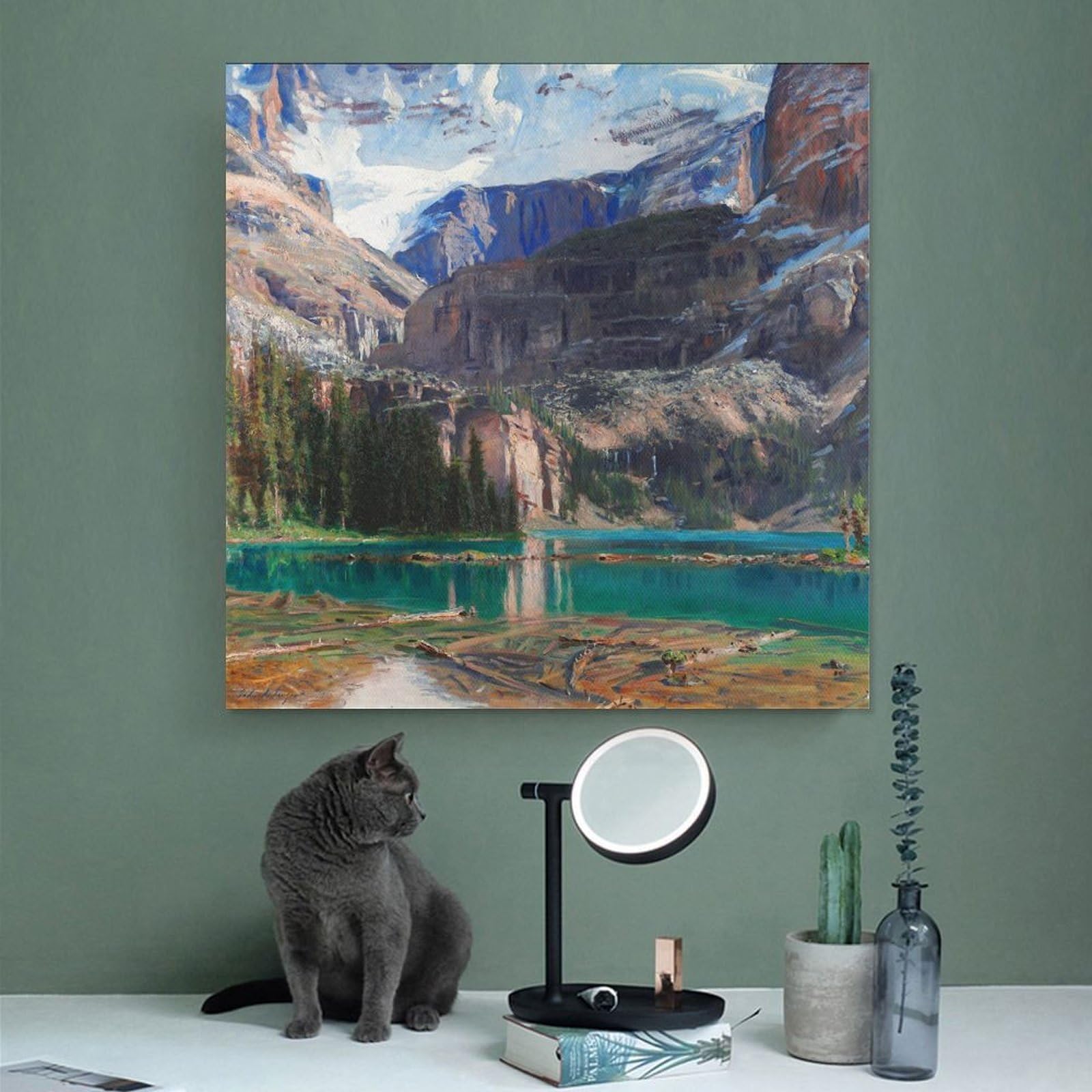 ANFOTCM John Singer Sargent, Lago O'Hara, decorazione artistica da parete poster per famiglie, bar, ristoranti, garage, caffetterie, idea regalo, 70 x 70 cm