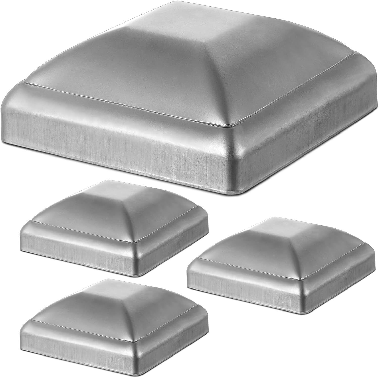 4 Pcs 4 x 4 Inches Galvanized Metal Post Decking Cap Covers for 4inx4in Wood Fence Post Water-Proof UV-Proof Durable 4x4 Inch