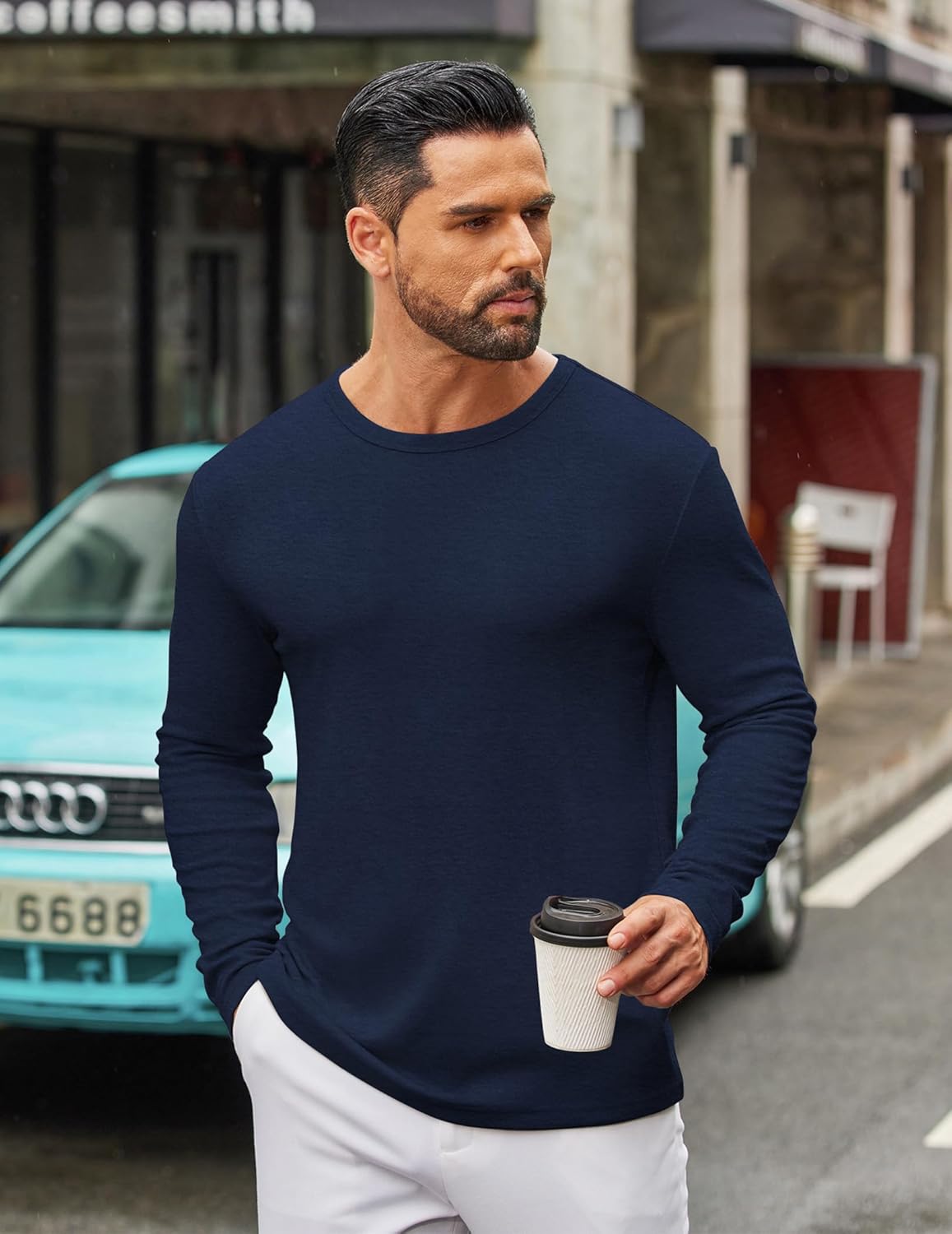 COOFANDY Men's Long Sleeve Tee Shirts Crew Neck T Shirt Solid Casual Basic Tees Soft Stretch T-Shirts - Image 2