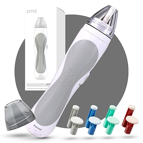 PMD Personal Microderm Pro - Máquina de microdermoabrasión en casa con kit para cara y cuerpo, con cristales exfoliantes y succión al vacío para una