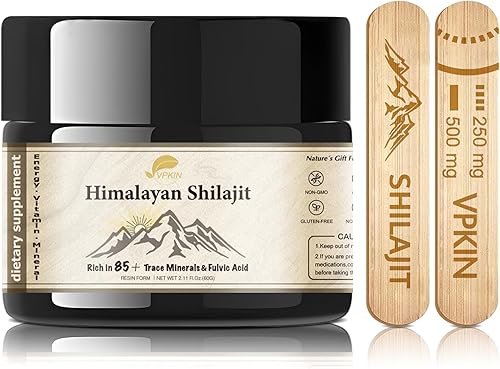 Shilajit Suplemento Shilajit orgánico natural natural del Himalaya con ácido fluvico y más de 85 minerales traza para energía, apoyo inmunológico y