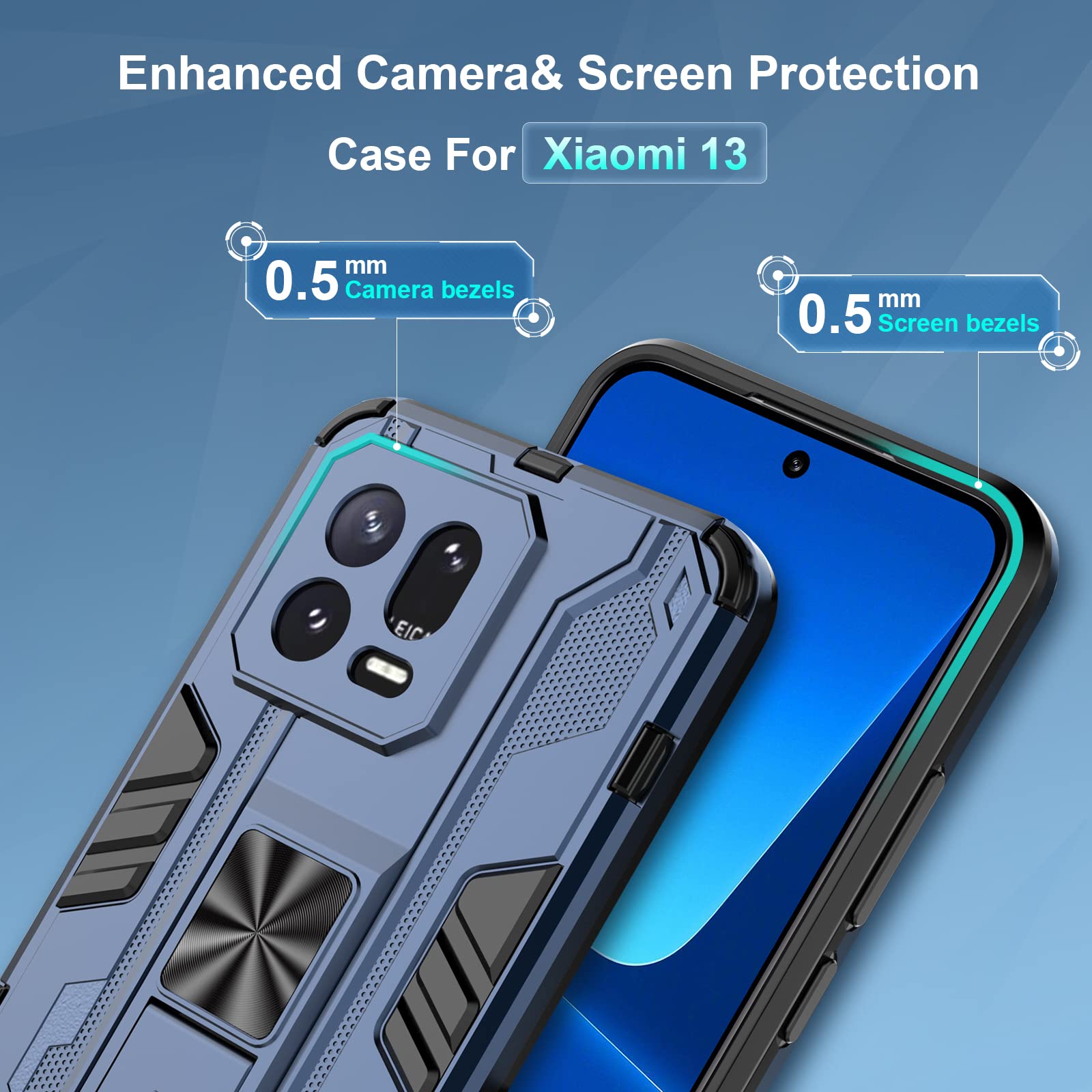 Funda para Xiaomi Redmi Note 15 Pro 5G, Carcasa Antigolpes con Soporte anular metálico, Case Protectora de Grado Militar, Azul — view 579