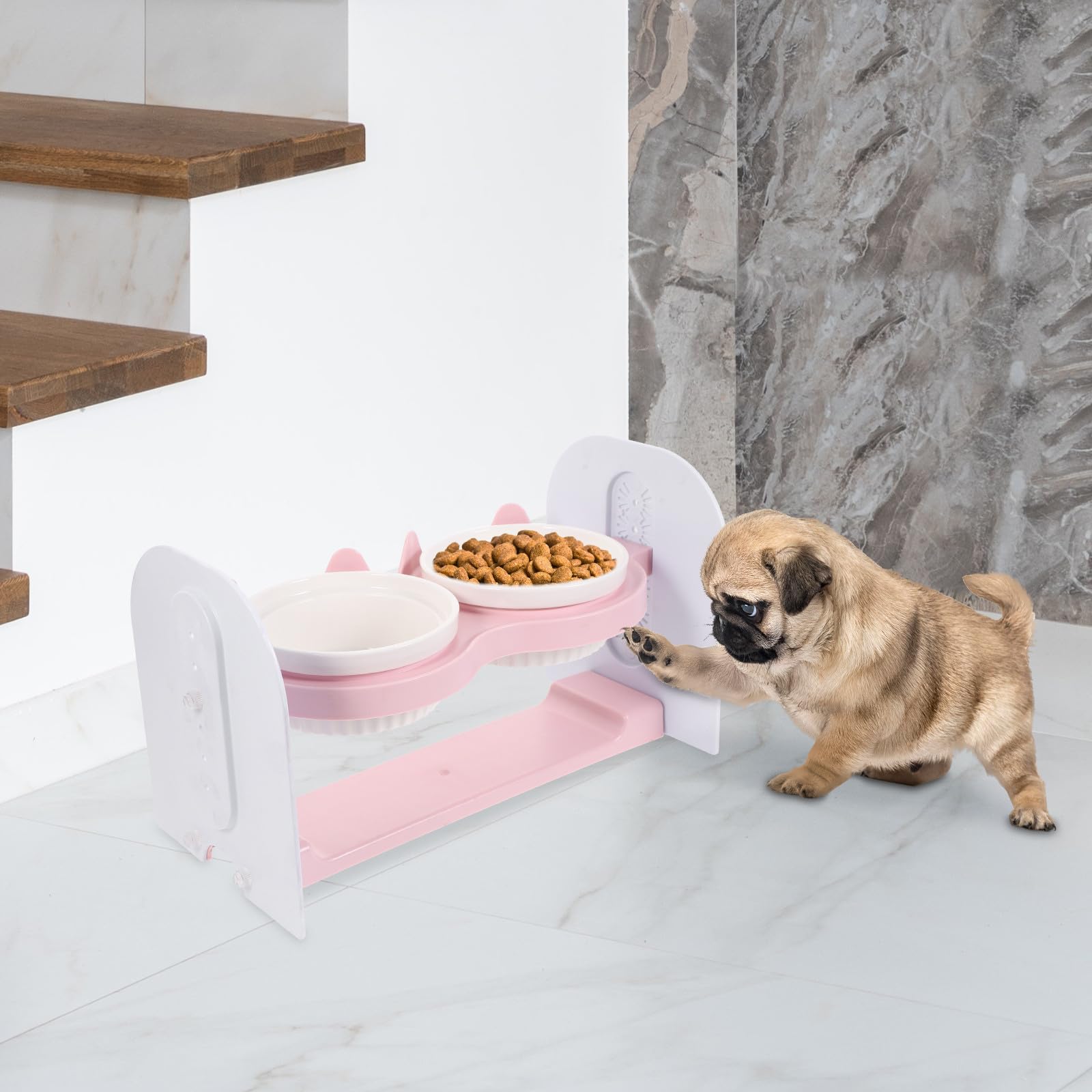 Keramik Futternapf für Hunde und Katzen, Rosa, Doppelt