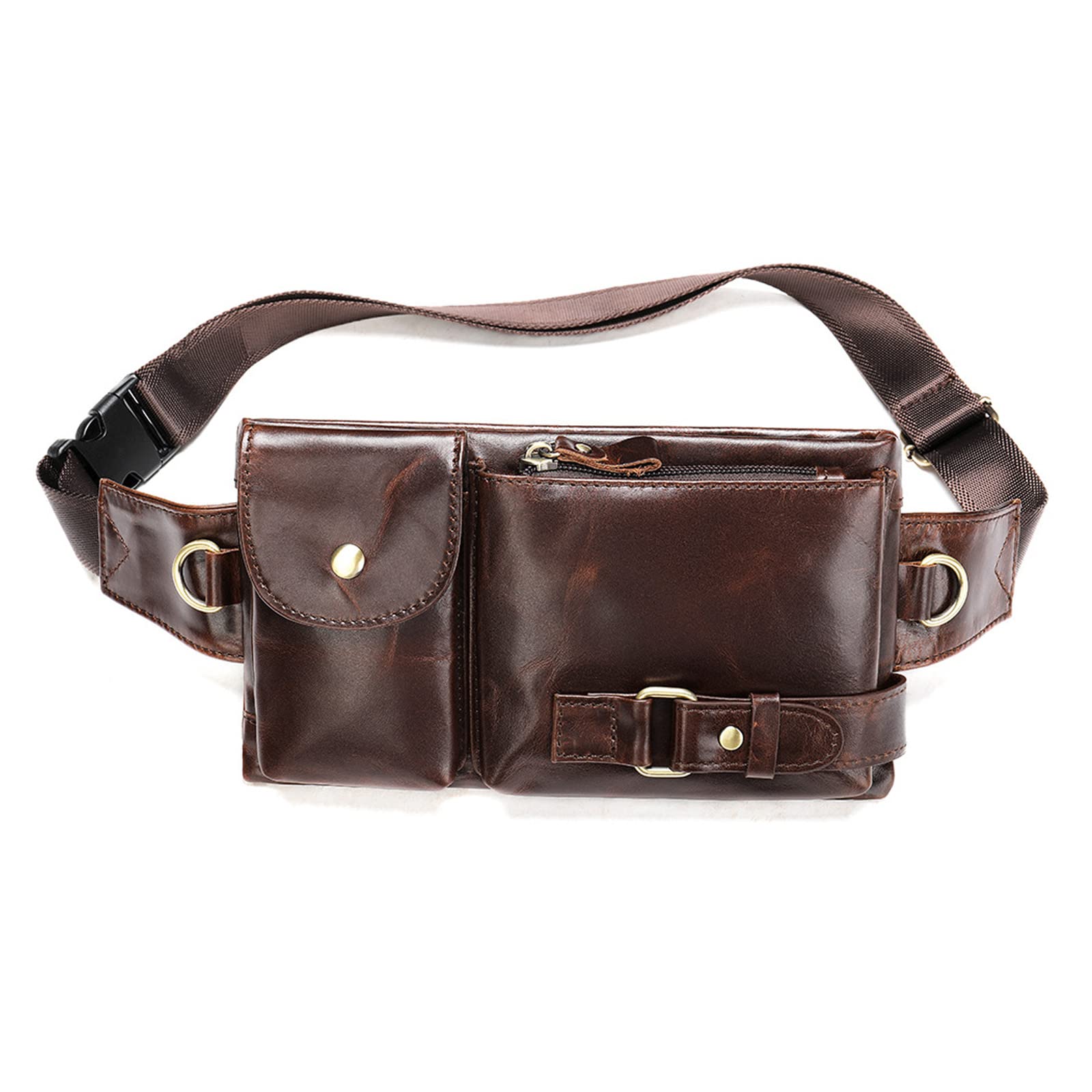 FANDARE Retro Riñonera Hombre Bolso Hombro Bolsa de Pecho Cuero Bolsa Cruzada Bandolera Impermeable Bolsos Bandolera para Hombres Excursionismo Senderismo Escolar Viaje Crossbody BagMarrón B