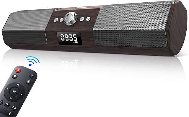 Foxnovo PC Soundbar Computer Speaker Wireless: 20W 2.1 Channel Surround Sound Speaker with Built-In Subwoofer for PC, Wired & Wireless Bluetooth Soundbar w/Remote Control AUX/USB/DC Connection