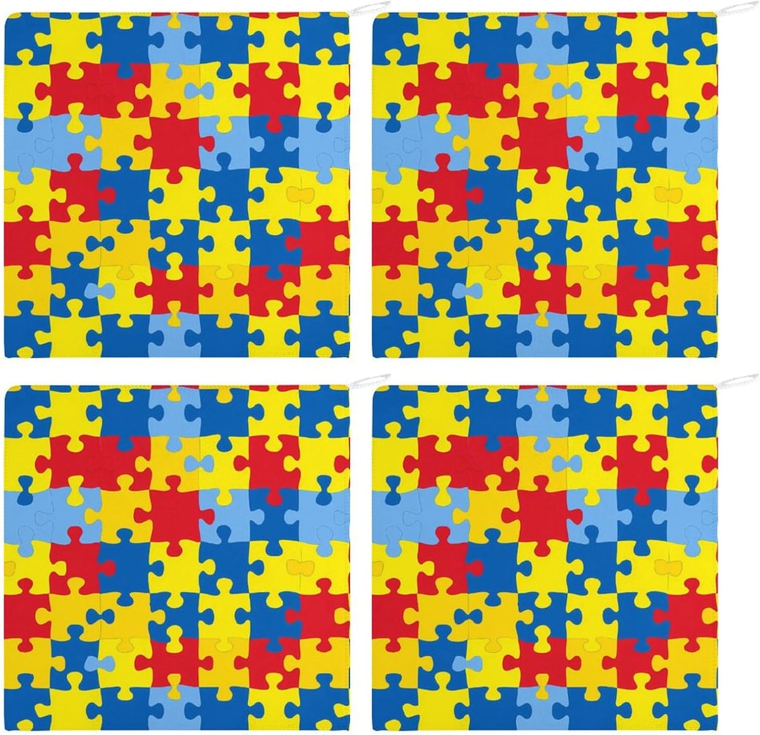 Color Autism Awareness Puzzle Hand Towels for Bathroom Kitchen Towels Small Towel Handkerchiefs with Hanging Loop 4PCS