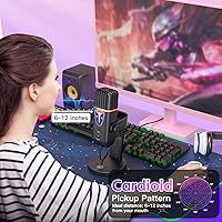 Vista 6 de Micrófono para iPhone, micrófono USB con cancelación de ruido para computadora de PC, teléfono tipo C, silencio táctil, micrófono de control de eco